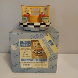 Our America By Yankee Candle Stay On Tops Retro Kitchen Candle Capper Topper NEW